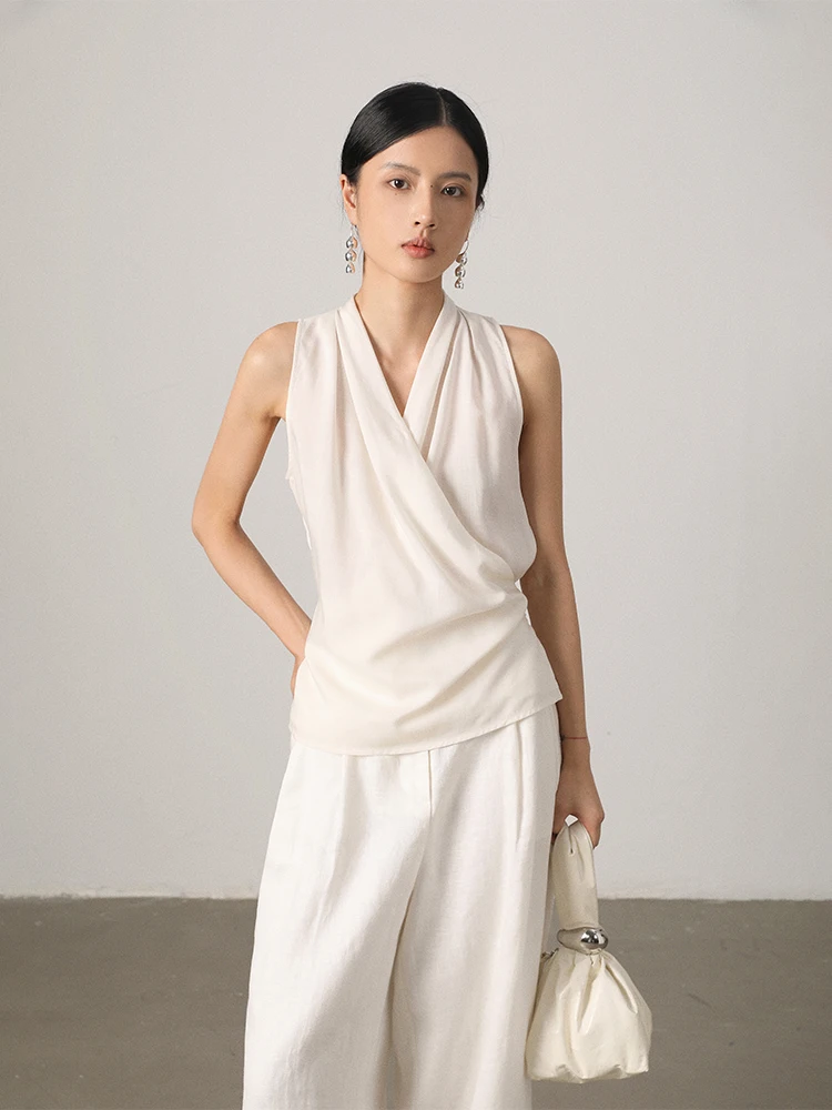 

Женский повседневный топ Vimore Loose Holiday из 100% лиоцелла с охлаждающим эффектом, без бретелек, с вырезом на шее, свободного кроя