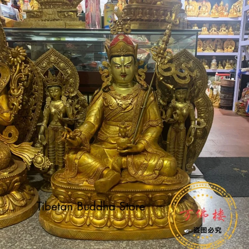 

One Meter Padma Sambhava Seiko Gilding Tibetan Buddha Statue Household with Backlight Worship