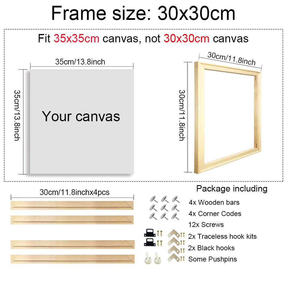 40X60 50X70 60X90 60X120 Diy Houten Frame Kit Voor Canvas Olieverf Frame Staven Hout Frame Voor Diamond Painting Muurkunst Frame