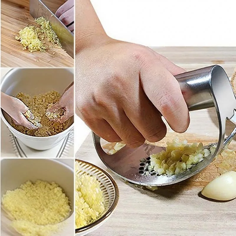Garlic Press Squeezer Upgraded Stainless Steel Manual Garlic Ginger Rocker Crusher Garlic Cutting Mince Tools Kitchen Gadgets