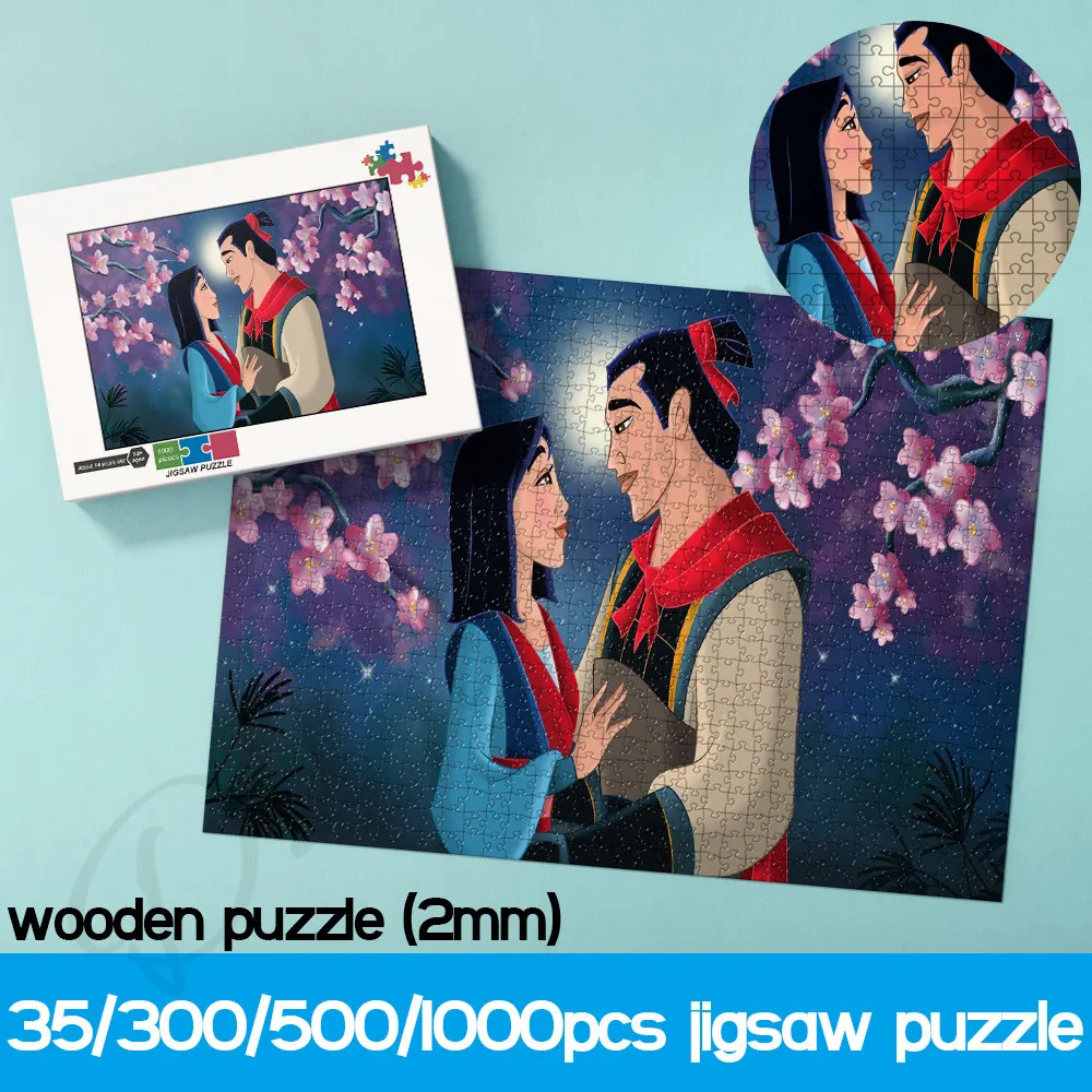 

Пазлы Disney Mulan из классической анимационной пленки, 35, 300, 500, 1000 шт., деревянные Мультяшные Пазлы для детей и взрослых, игрушка ручной работы
