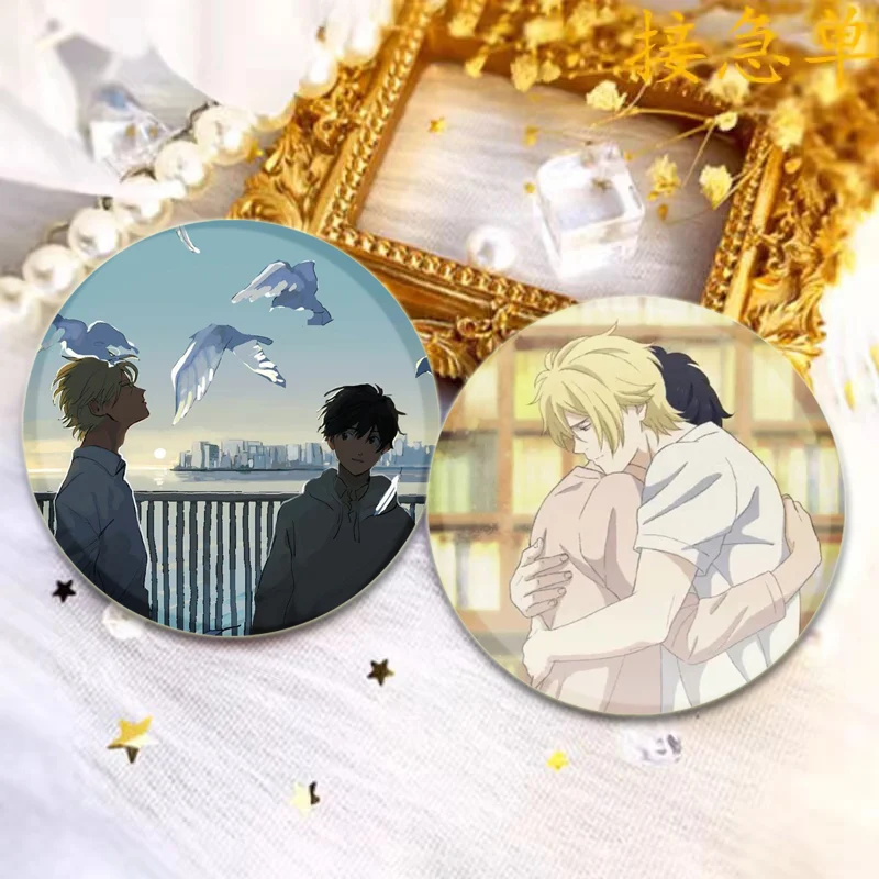 Anime Banana Fish Pins Aslan Jade Callenreese/Ash Lynx Okumura Eiji Badge 32/44/58mm Brooches Bag Accessories Jewelry Gifts