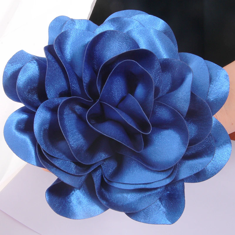 19CM Big Handmade Satin Flowers Headwear Catwalk- Stage Performance Hairpin Exaggerated Studio Photography Head Hair Accessories