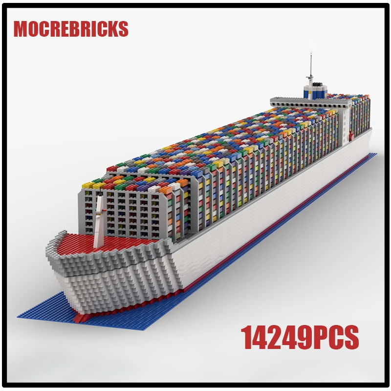 MOC-197589 Container Ship V2 Ship Assembling Building Blocks Model Bricks Technology boat  Children's Birthdays Toys Kits