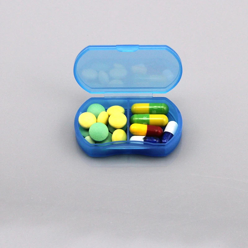 2 Compartments Travel Pill Organizer Moisture Proof Small Pill Box, Daily Pill Case Portable Medicine Vitamin Holder Container