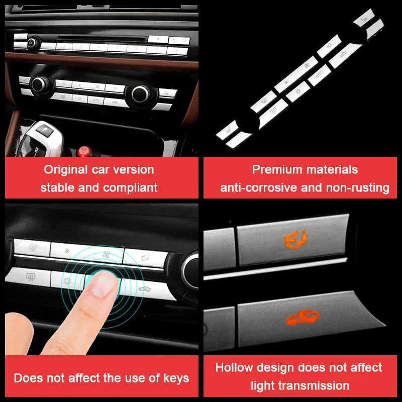 

For BMW 5 Series G30 F90 F07 F11 F10 G31 2011-2013 2014 2015 2016 2017 Car Center AC Button Lid CD Buttons Sticker Trim Cover