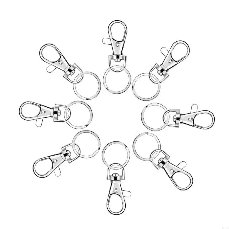 340D Portable for Key Chain Holder 100x/Set Lobster Claw Clasp Trigger Hooks with for Key Ring DIY Craft Jewelry