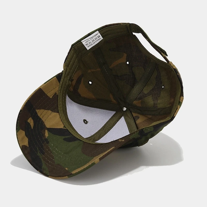 Woodland Camouflage Baseball Cap Adjustable Cotton Military Style Dad Hat Casual Outdoor Sun Hat for Men view 4