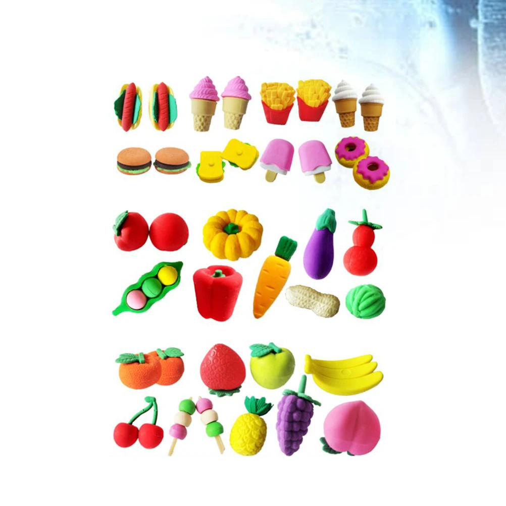 

24 Pcs Pencil Eraser Creative Erasers Student Fruit Simulation Child Stationery