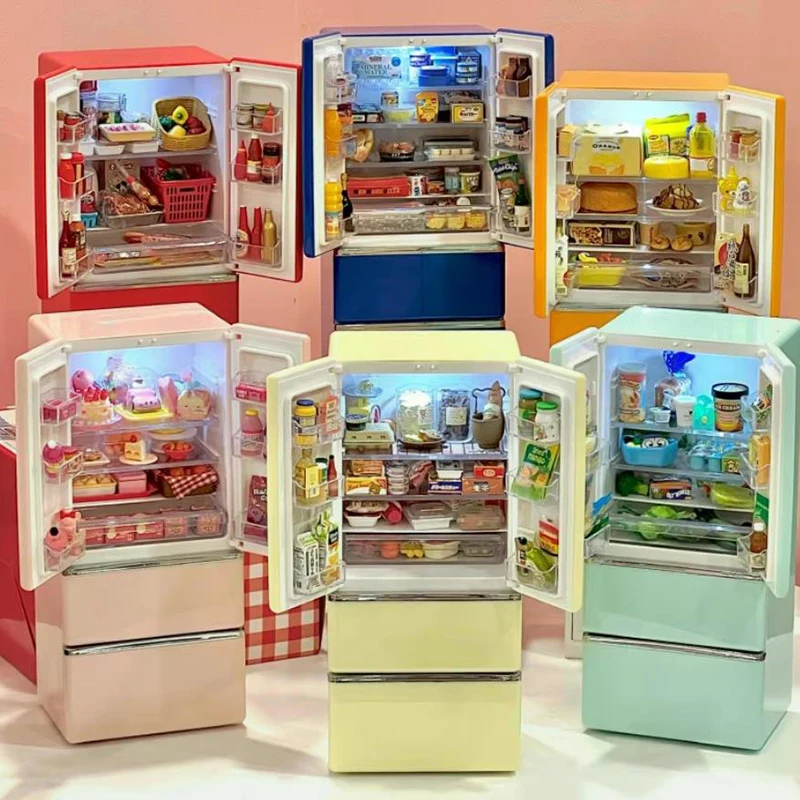 

1/6 модель кукольного дома, мебельные аксессуары, кухонный холодильник, может осветить Bjd Ob11 Gsc Blyth Soldier Lol, миниатюры, декор, игрушка