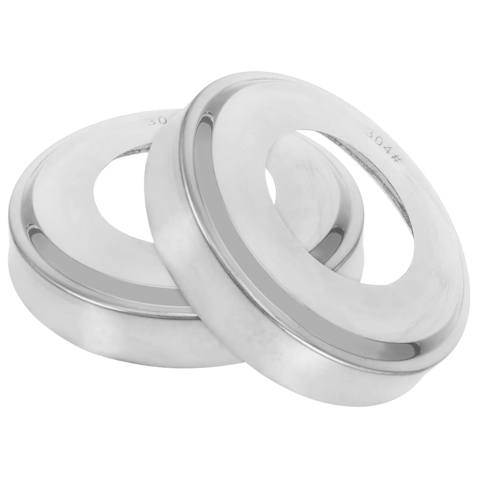 2 Pieces Handrail Decorative Covers Durable Stainless Steel Escutcheons Plate Pool Ladder Mount Flange Rubber Caps Deck Flange