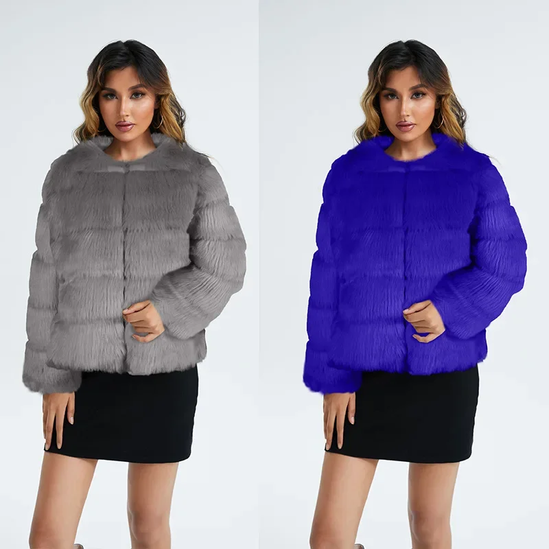 Faux Fur Coat Women Winter Coats Top Fashion Furry Jackets  Elegant Thick Warm Outer Parkas Clothes Fake Fur Woman Jacket