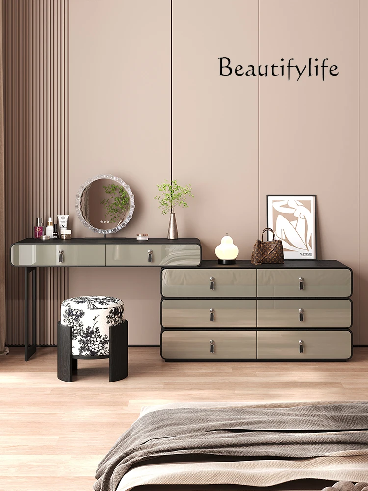 

Italian minimalist dresser chest cabinet integrated new modern light luxury high-end solid wood makeup table