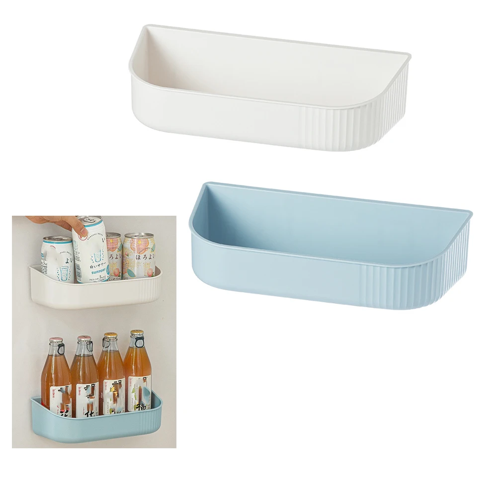 

Wall Mounted Plastic Organizer Punch-Free Storage Box Shampoo Bathroom Holder Sink Spice Bottle Holder Kitchen Shelf Box