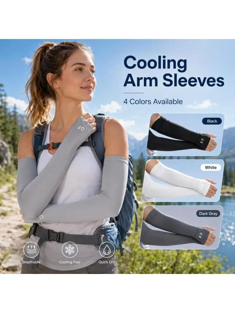 AliExpress NONE Cooling Arm Sleeves for Women, 4 Colors Breathable Quick Dry Hand Cover Sleeves for Outdoor Hiking Cycling Running