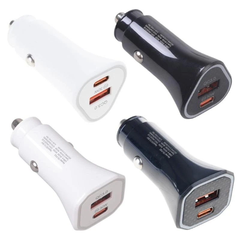 38W Fast Charging Car Adapter with Double Ports Plastic Vehicle Chargers Upgrades for Business Travelers & Long Trips R6FB