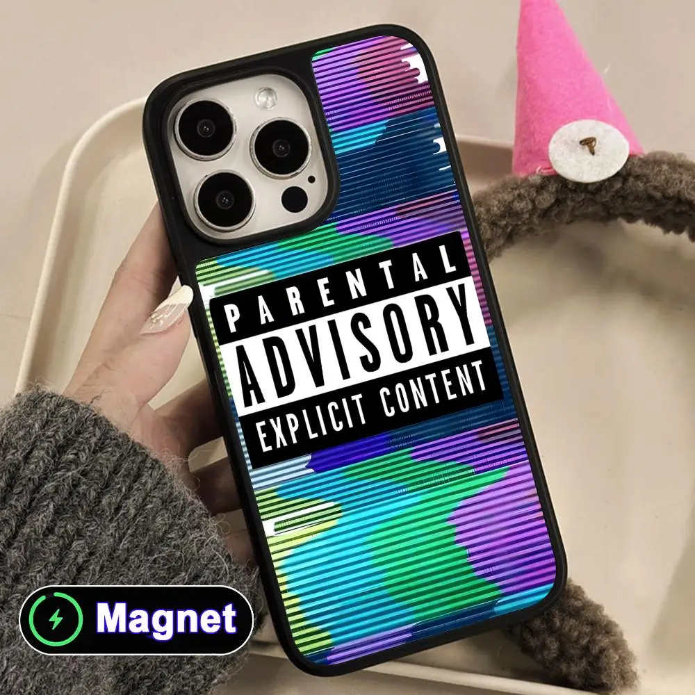 

Parental Advisory Phone Case for iPhone 17 16 15 14 13 12 11 Air Pro Max Plus Matte Surface Magnet Cover