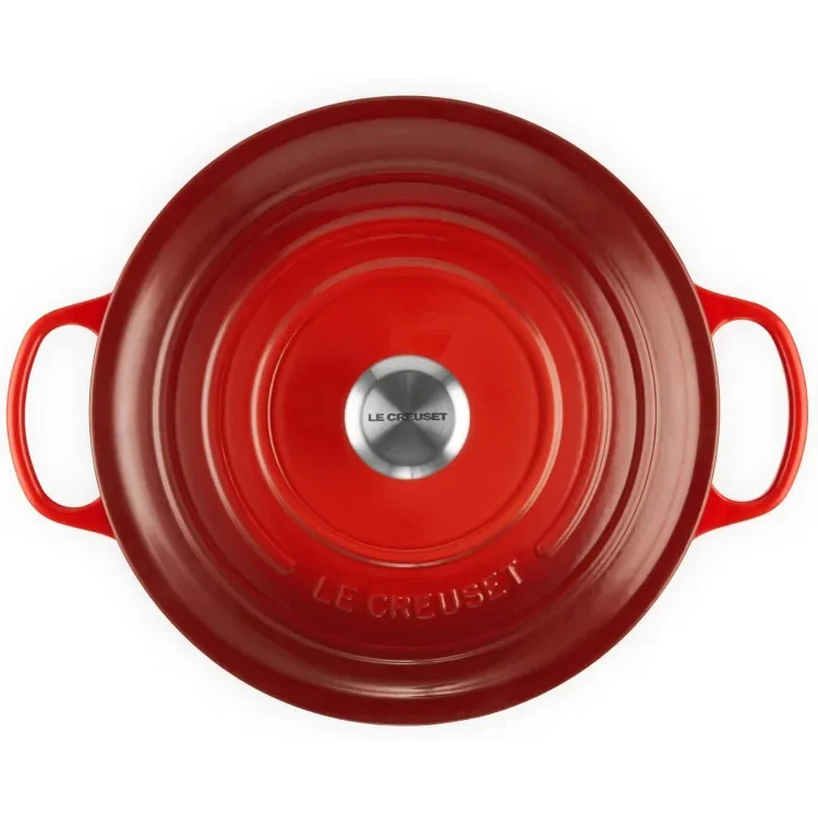 Christmas.Enameled Cast Iron Signature Round Dutch Oven, 7.25 qt., Cerise