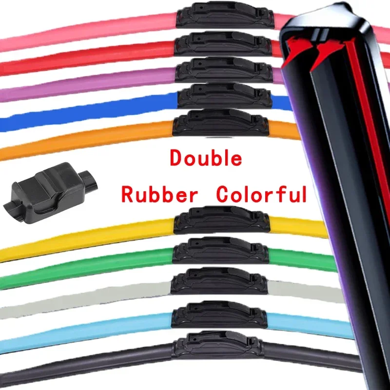 

Colorful SIDE PIN Car Windshield Wiper blades Universal Soft Double layer Rubber Frameless Bracketless 16" 19" 20" 22" 24"26"30"