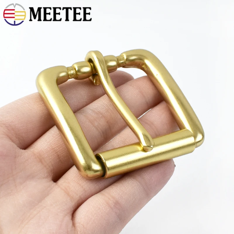 

1Pc Meetee 40mm Belt Brass Buckle Single/Double Needle Roller Adjuster Clasp Leather Jeans Waistband Pin Hook Hardware Accessory