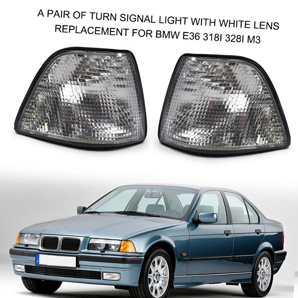 

A Pair of Turn Signal Light With White Lens Replacement For BMW E36 318i 328i M3