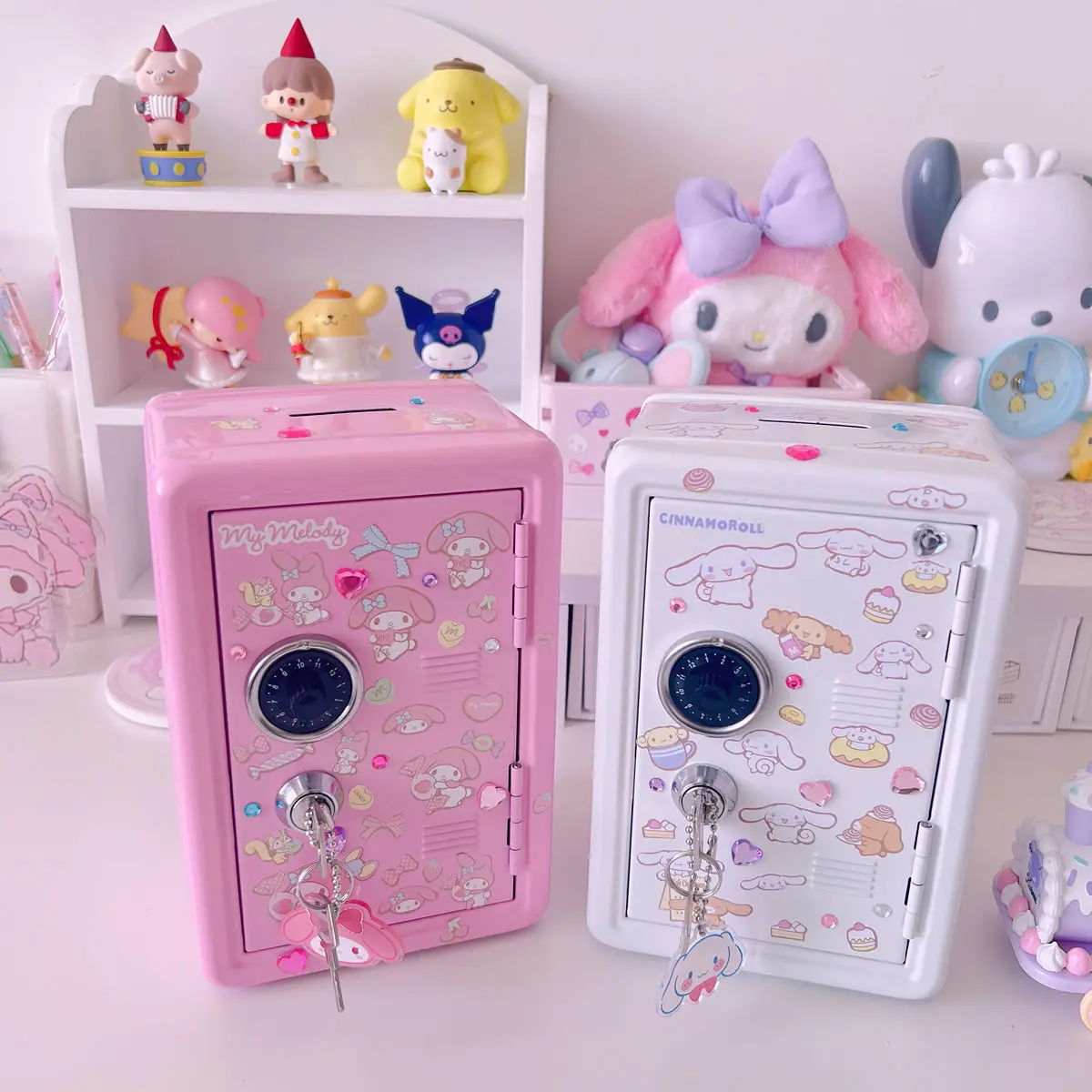

Snrio Hellokitty Mymelody Kuromi настольная железная свинья копилка безопасная коричная Студенческая ГОКа декоративная наклейка шкаф для хранения ключей