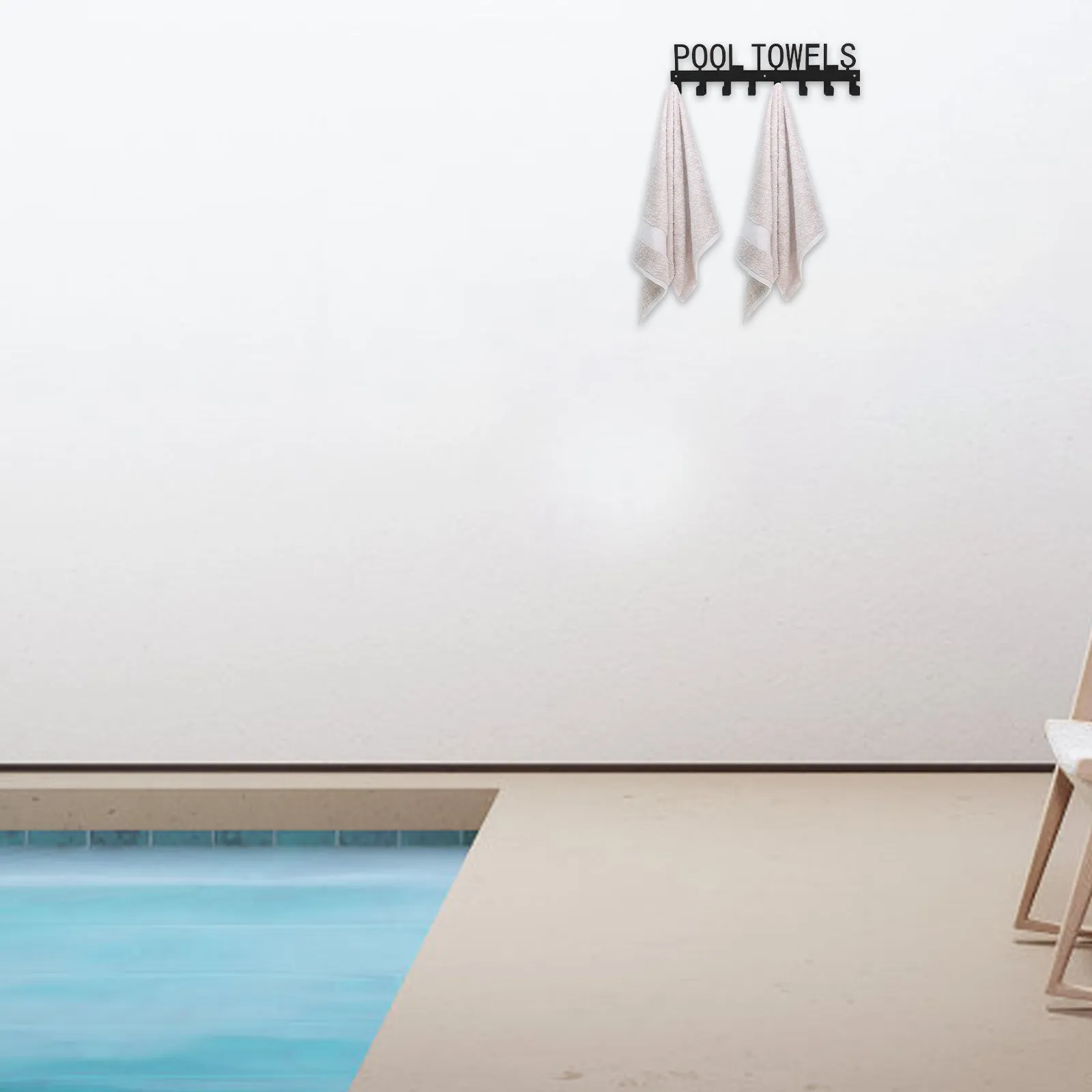 Nail-Free Towel Rack Iron Wall-Mount Hook for Bathroom Kitchen Bedroom Pool Outdoor Use Towel Hanger Clothes Hat Belt Organizer
