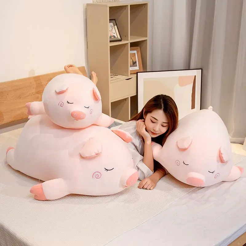 

40cm-80cm Squishy Pig Stuffed Doll Lying Plush Piggy Toy Animal Soft Plushie Pillow for Kids Baby Comforting Birthday Gift