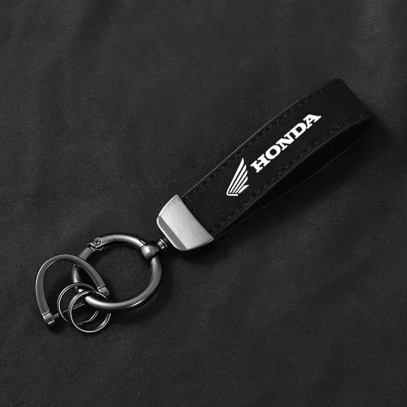 Suede Car Logo Keychain For Honda Civic FIT Accord Prelude CRV 5th City CRZ CRX Jazz HRV Horseshoe Buckle Key Ring Sticker view 4