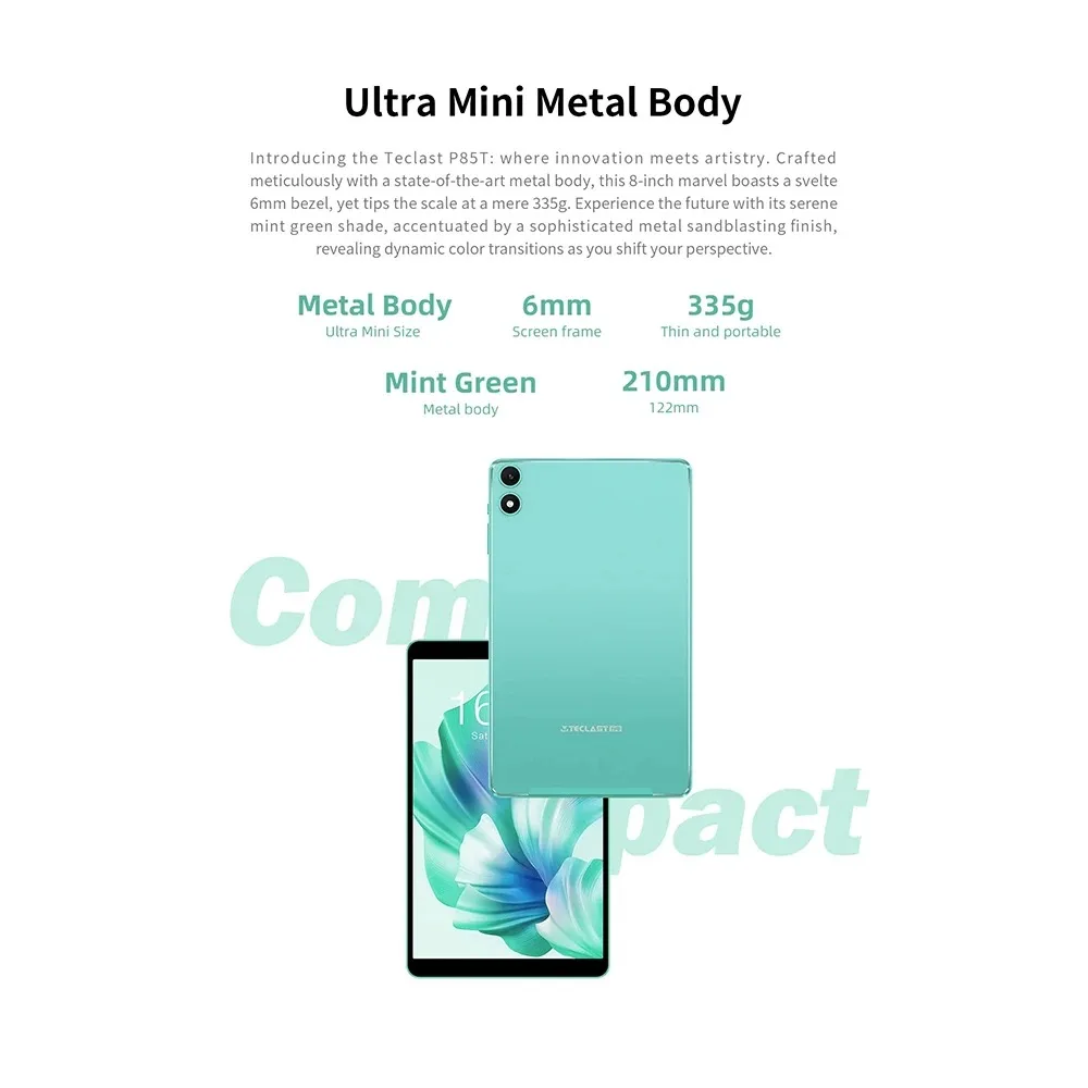 NUEVA Tablet Teclast P85T 2026 Android 14 A523 8 núcleos 1.8GHz/ 10GB(4GB+6GB) RAM 64GB ROM 8 pulgadas 800×1280iPS WIFI5G 4G 5000mAh/Tipo-C