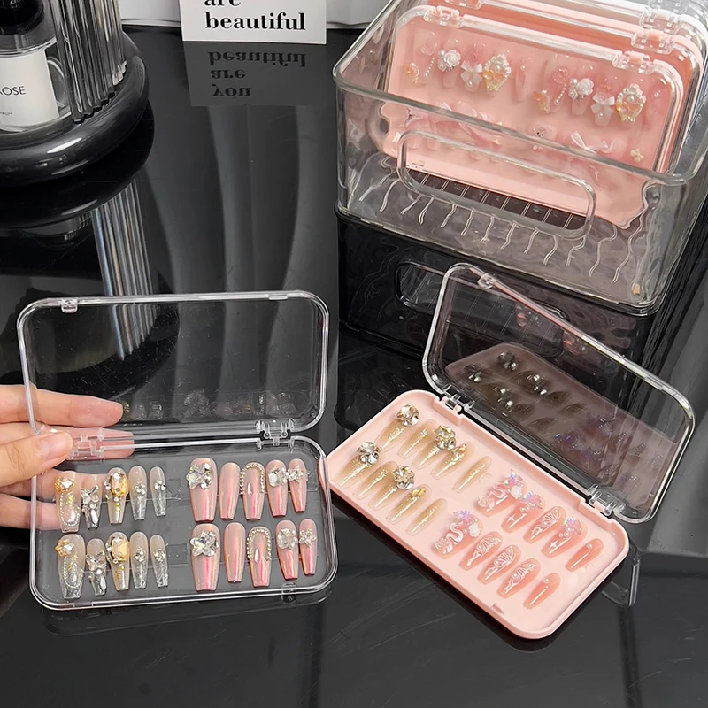 Plastic Clear Jewelry Box Press-on Nail Storage Case Rectangle Storage Box For False Nails Display And Salon Essentials With Lid