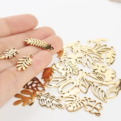 Breloques en acier inoxydable poli miroir, irrégulières, évidées, cuir chevelu d'arbre, collier à faire soi-même, bracelet, bijoux de direction, 29 styles, 5 pièces, vente en gros