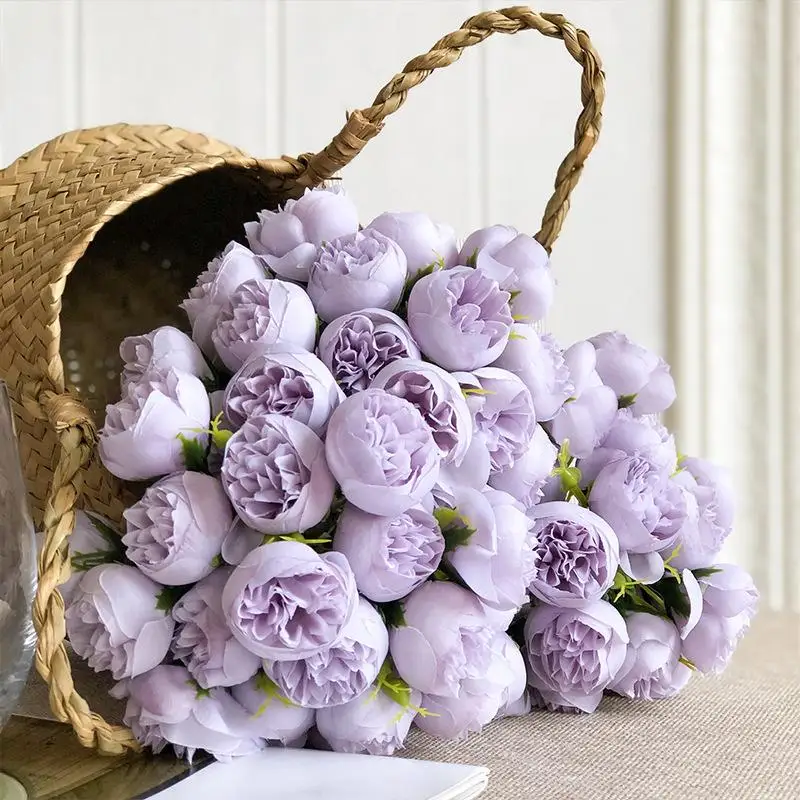New 1 Bouquet 27‑Head Simulated Camellia Plastic Flowers DIY Ornament For Home Wedding Restaurant Party Table Decor