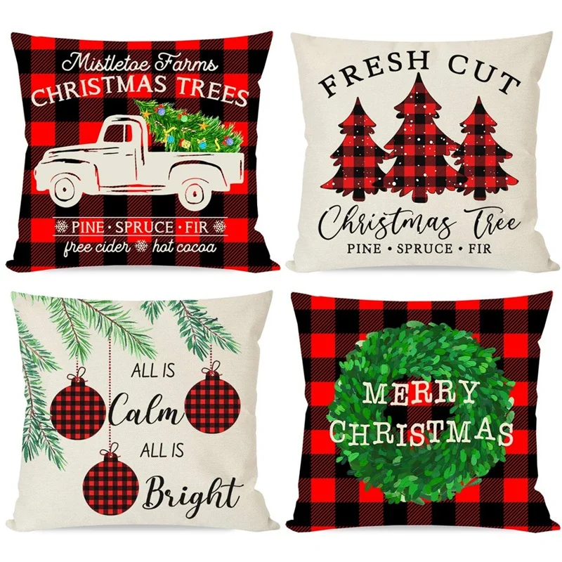 

Farmhouse Christmas Pillows Covers For Christmas Decorations, Throw Pillow Cases For Christmas Décor Couch