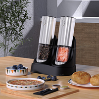 Rechargeable Electric Grinder Salt Pepper Grinder Set With USB Charging Base Stainless Steel Automatic Spice Grinder Pepper Mill