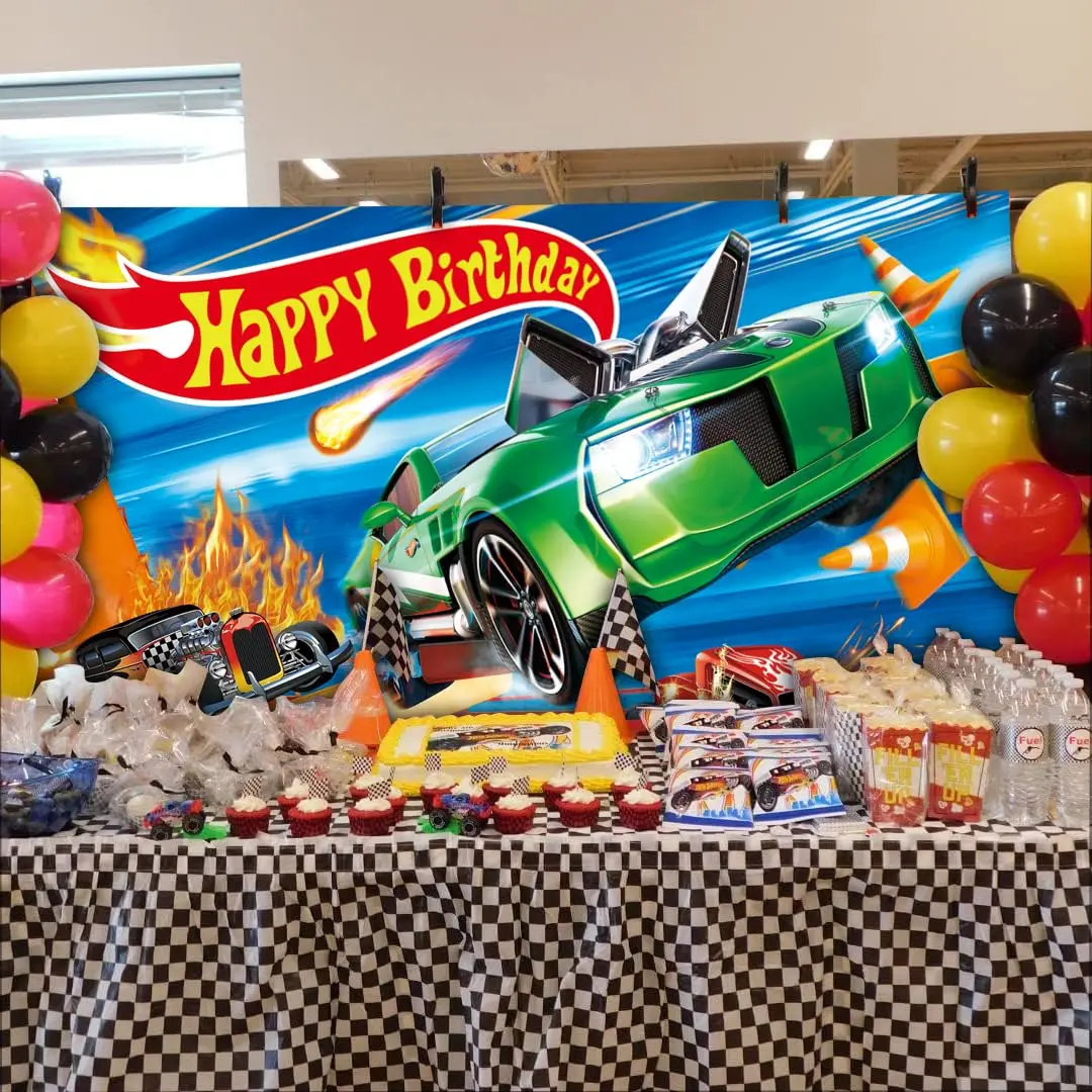 Car Themed Birthday Party Decorations Racing Party Photo Background Racing Theme Party Supplies for Birthday Party Photography