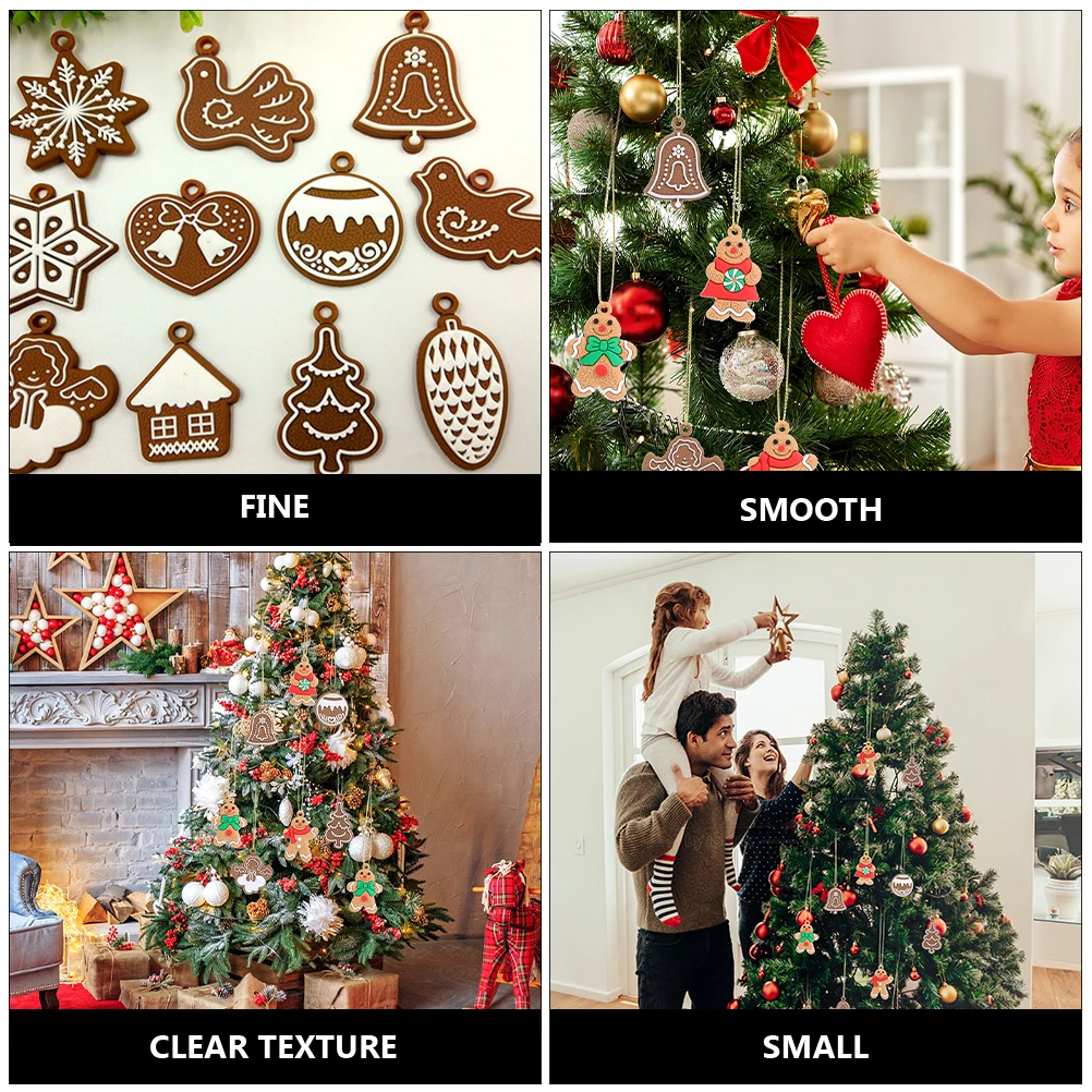 

1Set Christmas Tree Pendant PVC Snowflake Gingerbread Man Pendants Various Colors DIY Decorations Christmas Party Supplies Tree