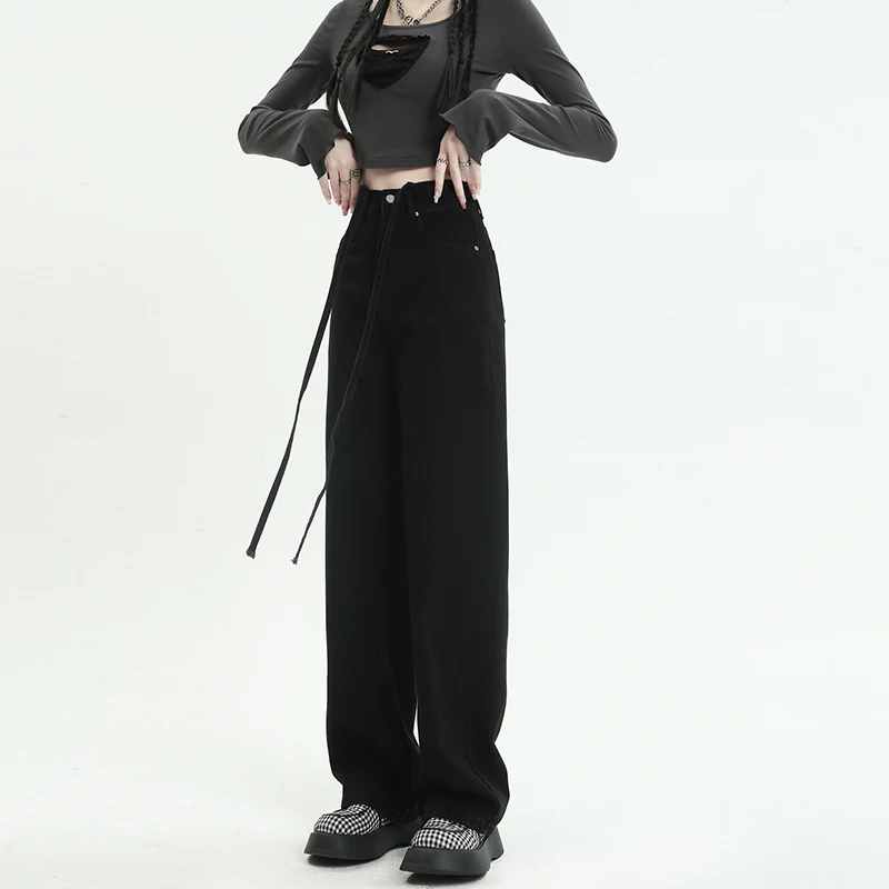 Jeans casual larghi a vita alta con gamba dritta Pantaloni larghi dalla vestibilità rilassata Pantaloni da donna Comfort Streetwear Moda Abito alla moda