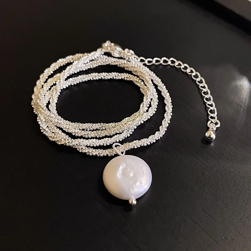 100 % natürliche barocke Süßwasserperle 925 Sterling Silber weibliche Anhänger Halskette Schmuck für Frauen Geburtstagsgeschenke – Detail 7