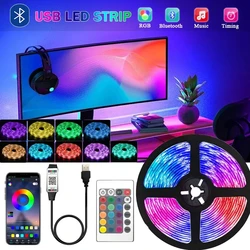 5050 usb'li şerit Led ışıkları 5V Led Rgb Wifi Bluetooth şerit Led bant arka ışık 5M 10M renkli çocuk içine Led duvar odası