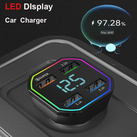 4 Ports LED Voltage Display Fast Car Cigarette Lighter USB C Car Charger for iPhone 16 15/14/13/12/11 Xiaomi Huawei Samsung
