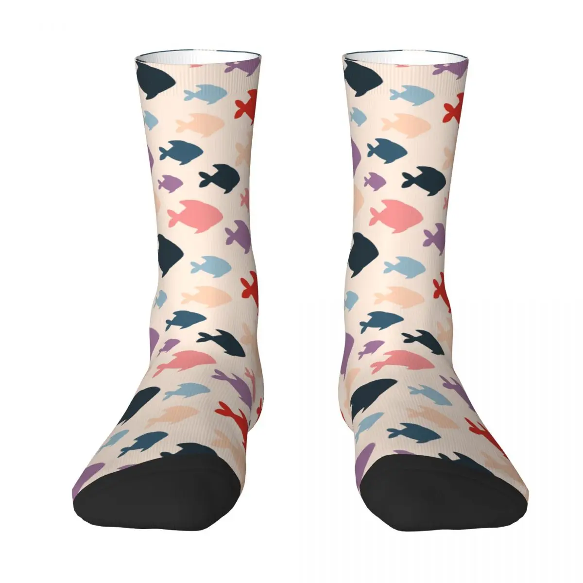 Men Socks Colored Fish Marine Abstract Fashion Stockings Winter Funny Soft Breathable Socks Design Skateboard Anti Skid Socks