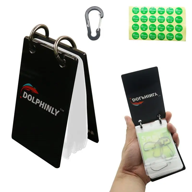 Portable Fishing Hook Storage Bag Pocket Fishing Tackle Binder Organizer Book Folder With Carabiner Labels