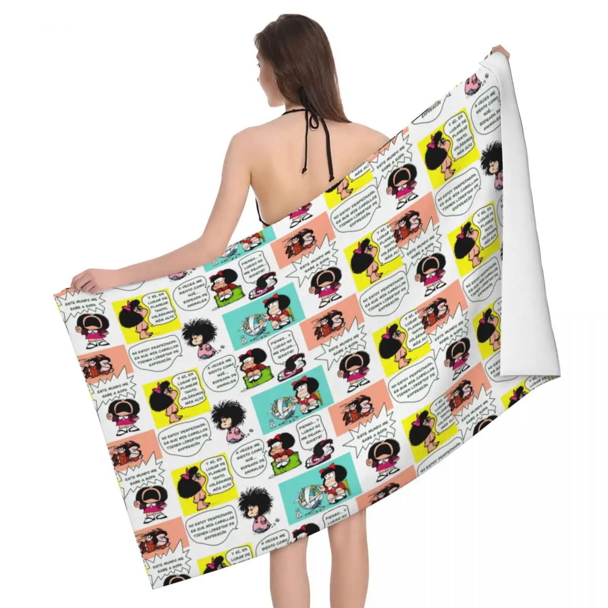 

Custom Vintage Manga Mafalda Bath Beach Towel Microfiber Kawaii Quino Cartoon Shower Sports Yoga Towels