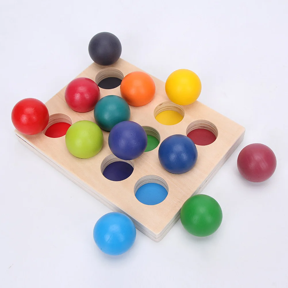 

Kids Toy Early Education Wooden Toys Toddler Preschool Color Identify Rainbow Plaything 12 Colors