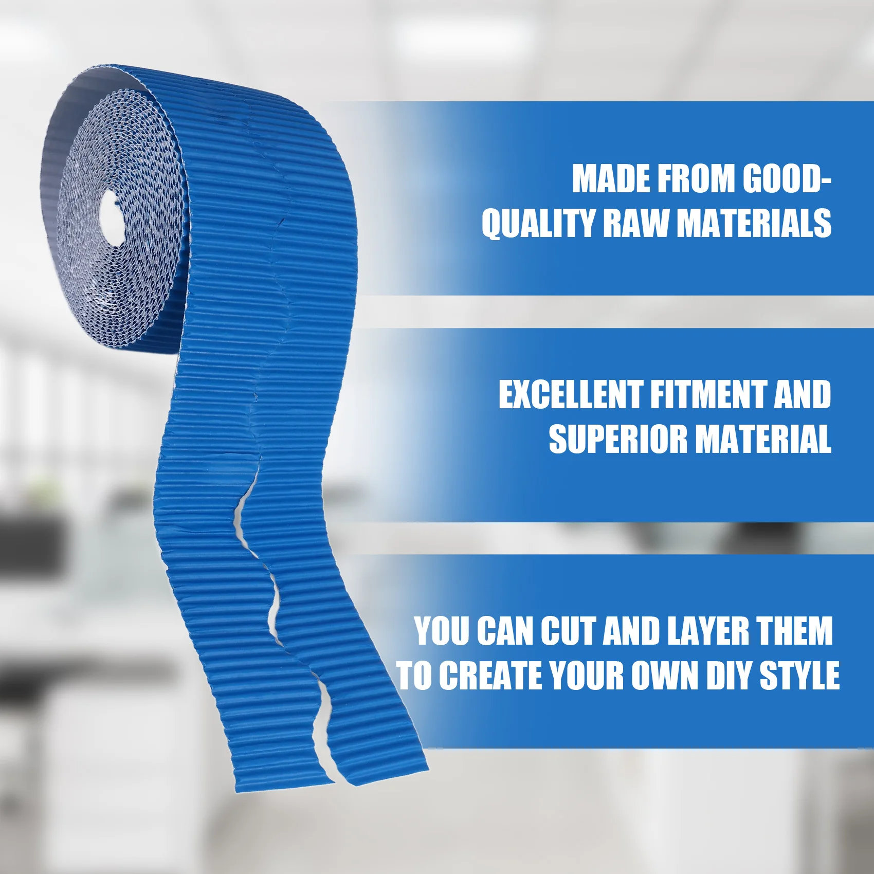 กระดาษตกแต่งขอบกระดานข่าวแบบมืออาชีพ 2 ม้วน ขอบหยัก สำหรับตกแต่งขอบ (สีเหลืองและสีน้ำเงิน)