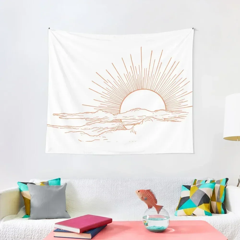 

Coral Sunny Clouds Tapestry Bedroom Decoration Decoration Home Tapestry