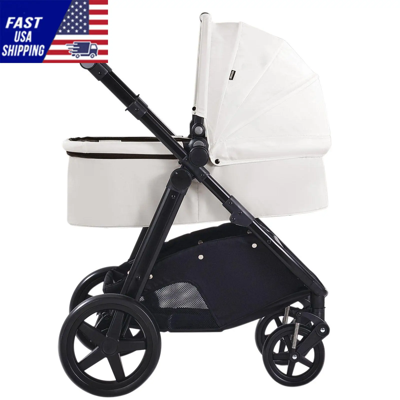 Stroller Travel System With Bassinet Playard Baby Combo Set 2-in-1 White