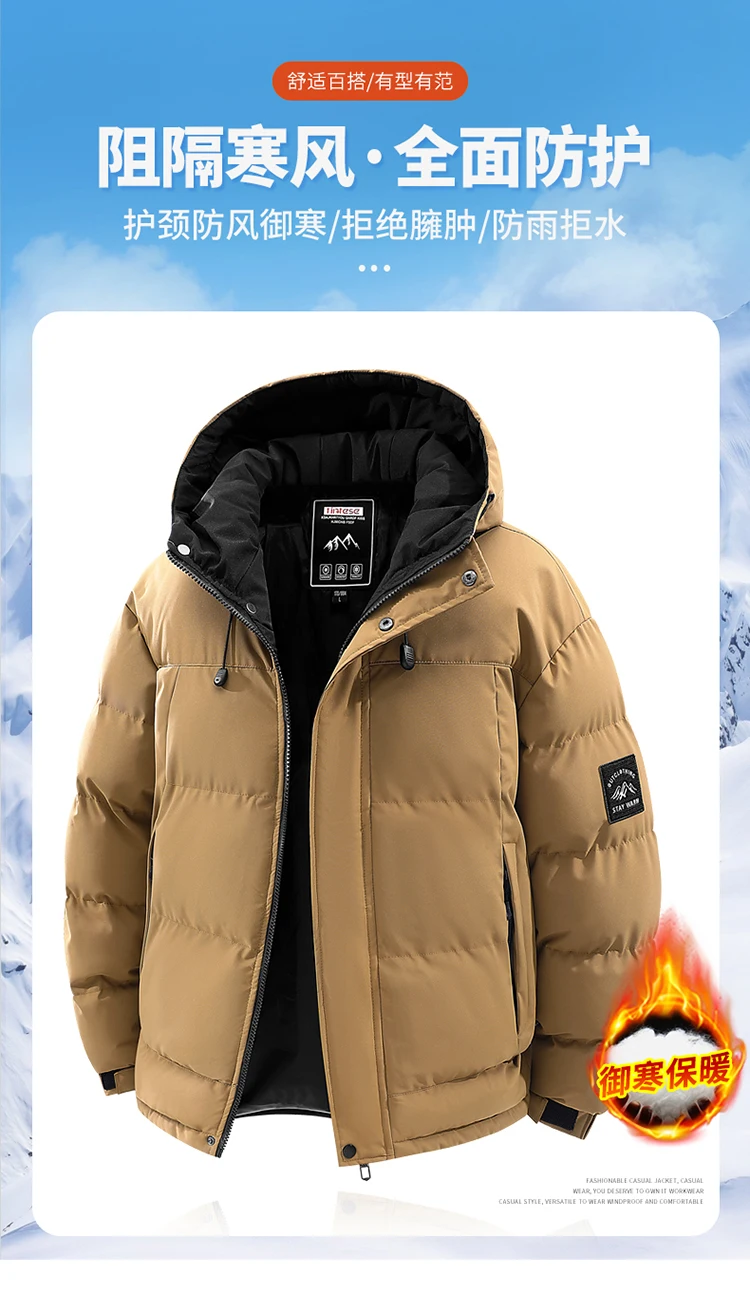 Новая модная брендовая хлопковая куртка, мужская рабочая ветрозащитная теплая куртка, повседневная универсальная парка с утолщенным капюшоном на флисовой подкладке, S-6XL