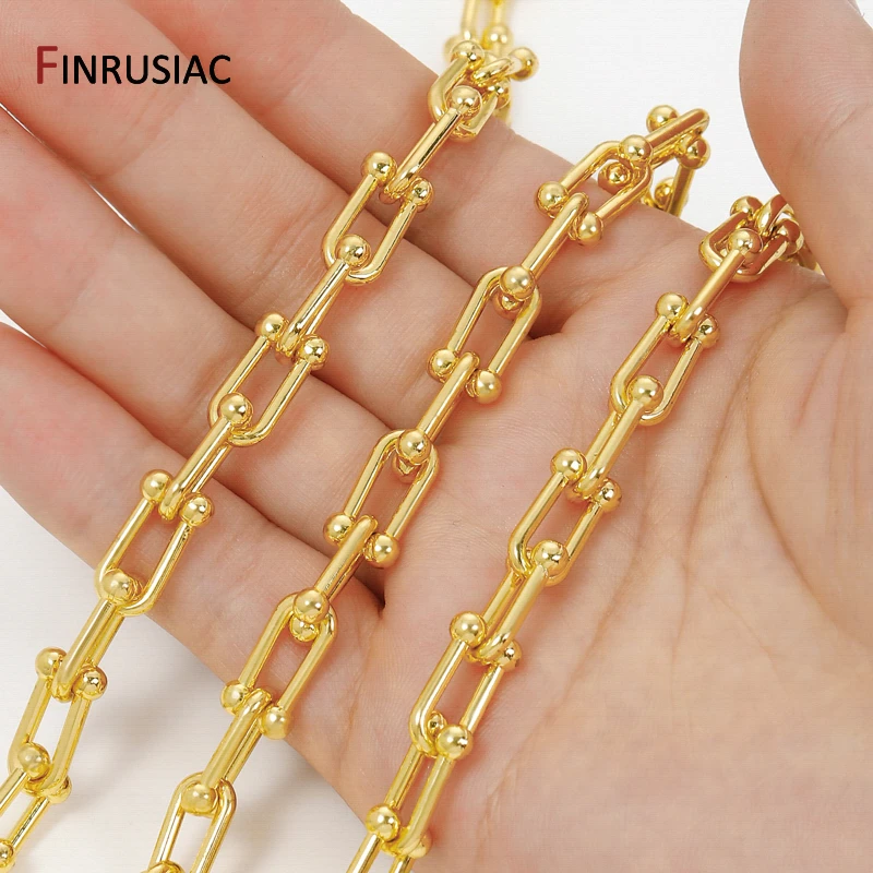 

18K Gold Plated Metal U Shape Chain Link Bulk Chains For DIY Jewelry Necklace Making Accessories Handmade Supplies